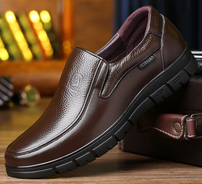 Zapatos de vestir sin cordones de cuero genuino